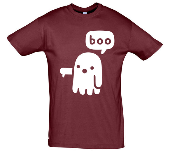 Boo-ing Ghost Burgundy Printed T-Shirt