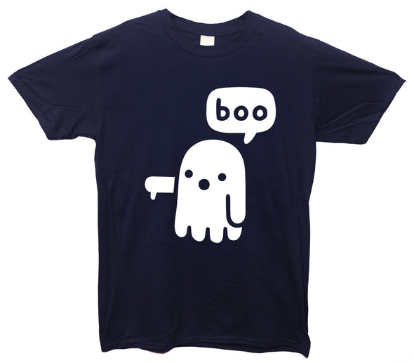 Boo-ing Ghost Navy Printed T-Shirt