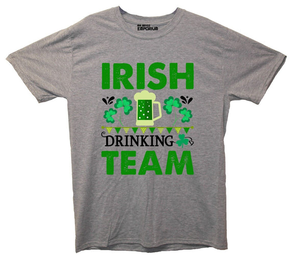 Irish Drinking Team Grey Printed T-Shirt