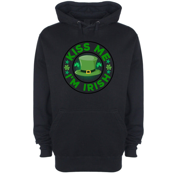 Kiss Me I'm Irish Saint Patrick's Black Printed Hoodie