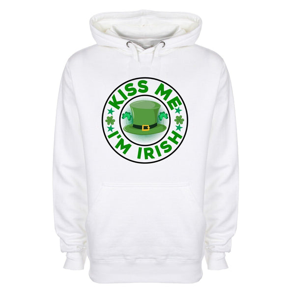 Kiss Me I'm Irish Saint Patrick's White Printed Hoodie