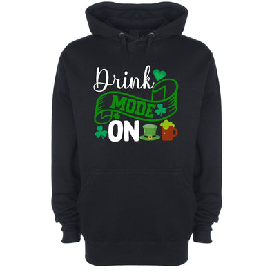 Drink Mode On Saint Patrick's Black Printed Hoodie