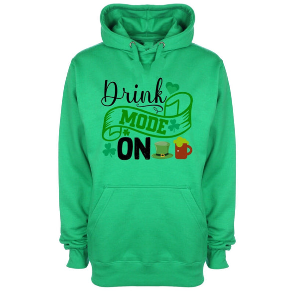 Drink Mode On Saint Patrick's Green Printed Hoodie