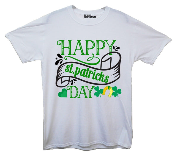 Happy St Patrick's Day White Printed T-Shirt