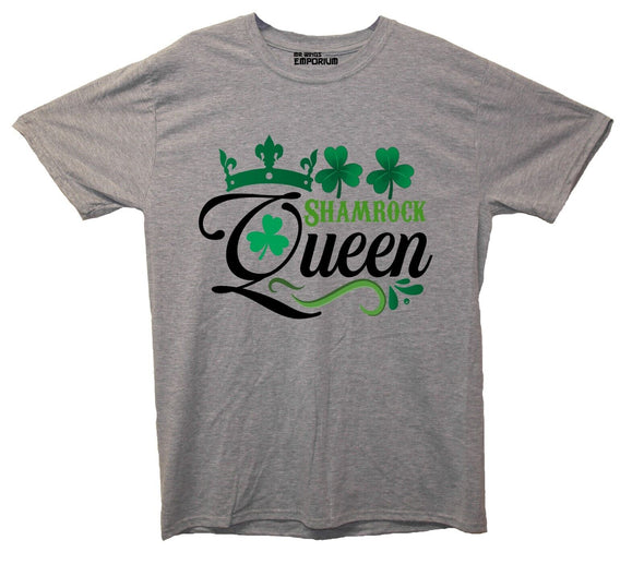 Shamrock Queen St Patrick's Day Grey Printed T-Shirt