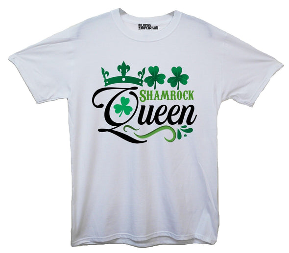 Shamrock Queen St Patrick's Day White Printed T-Shirt