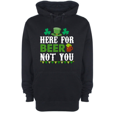 Here For the Beer St Patrick's Day Black Printed Hoodie