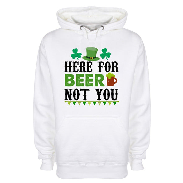Here For the Beer St Patrick's Day White Printed Hoodie