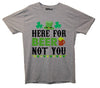 Here For the Beer St Patrick's Day Grey Printed T-Shirt