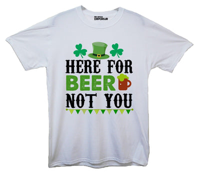 Here For the Beer St Patrick's Day White Printed T-Shirt