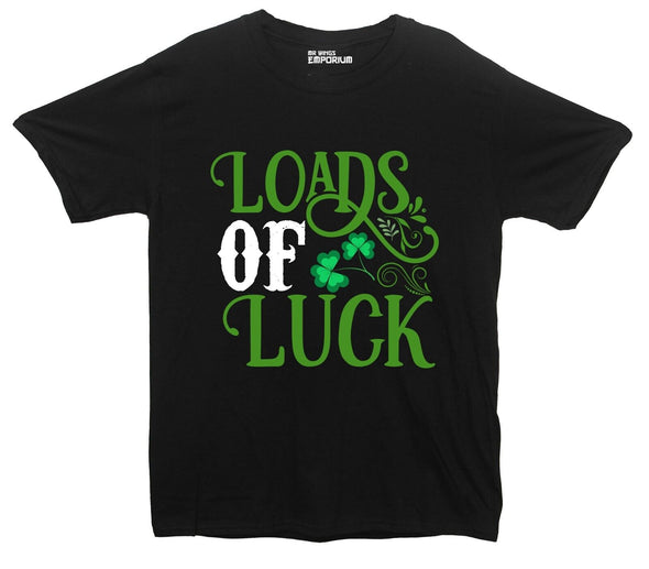 Loads Of Luck St Patrick's Day Black Printed T-Shirt