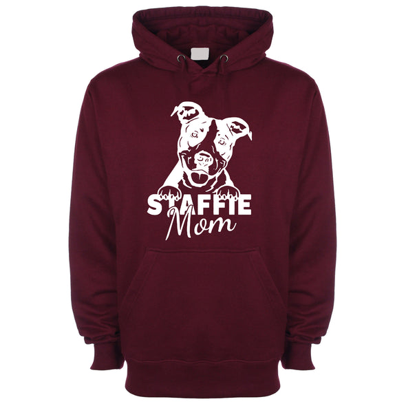 Staffie Mom Burgundy Printed Hoodie