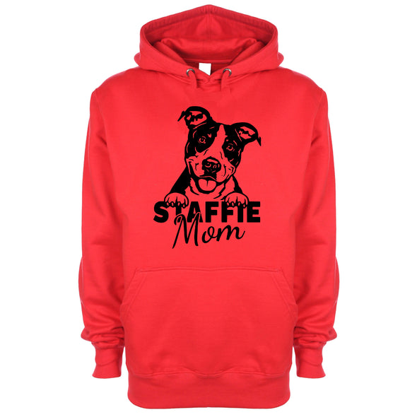 Staffie Mom Red Printed Hoodie
