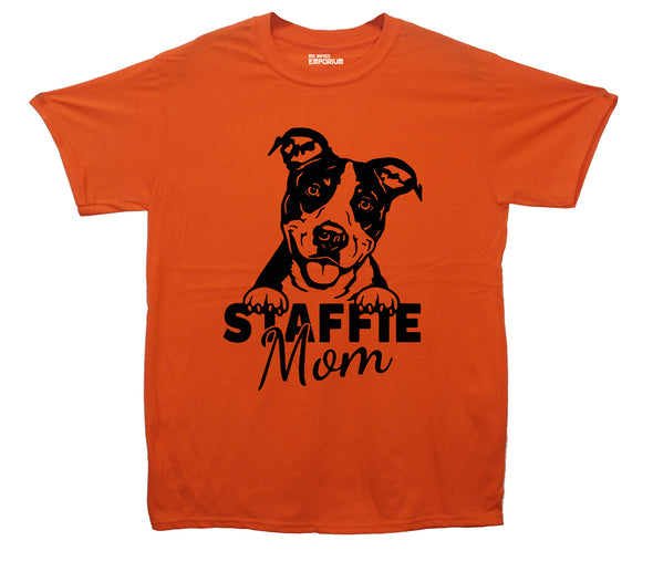 Staffie Mom Printed Orange T-Shirt