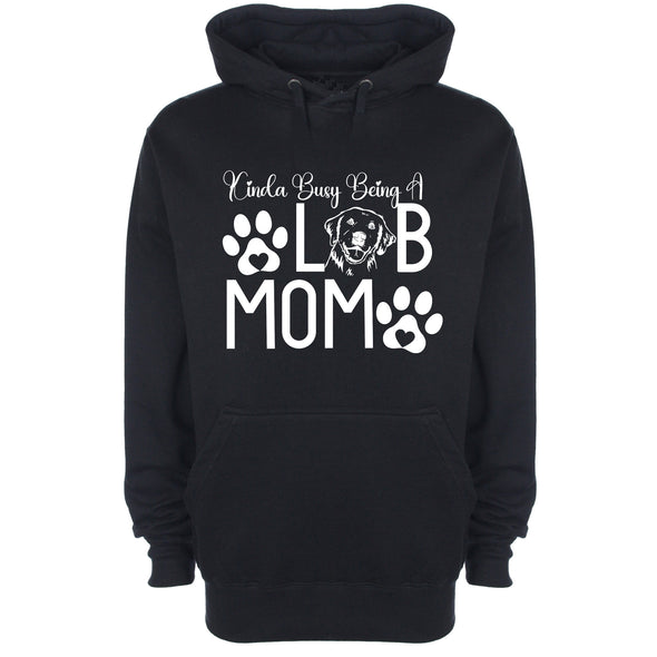Busy Being A Lab Mama Black Printed Hoodie