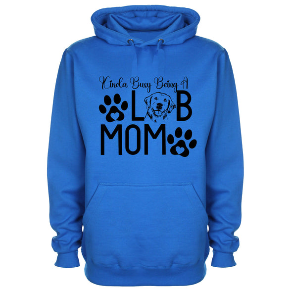 Busy Being A Lab Mama Blue Printed Hoodie