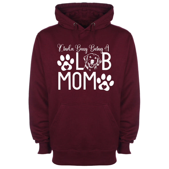 Busy Being A Lab Mama Burgundy Printed Hoodie