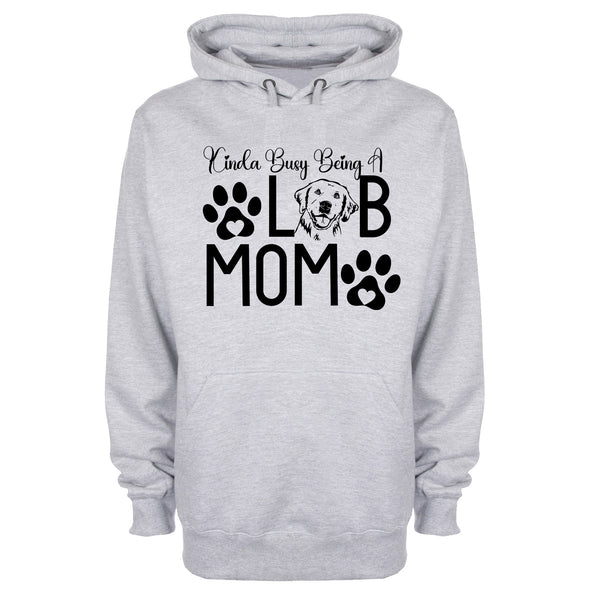 Busy Being A Lab Mama Grey Printed Hoodie