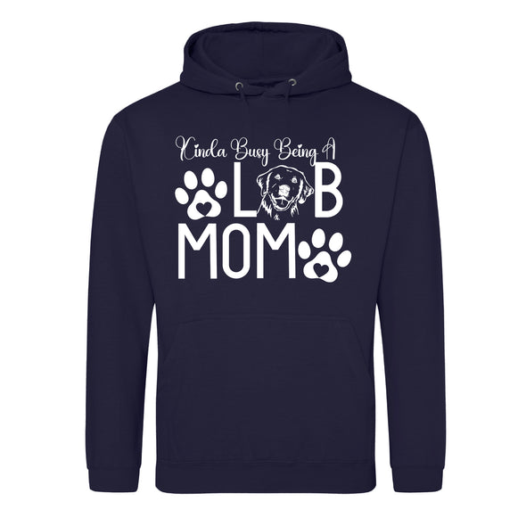 Busy Being A Lab Mama Navy Printed Hoodie