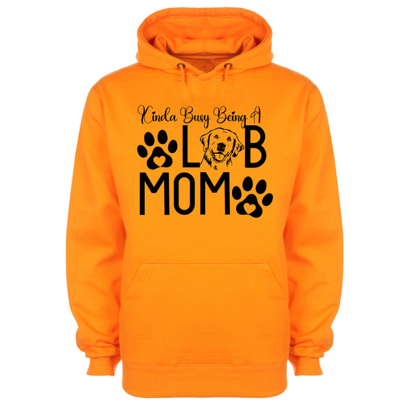 Busy Being A Lab Mama Orange Printed Hoodie