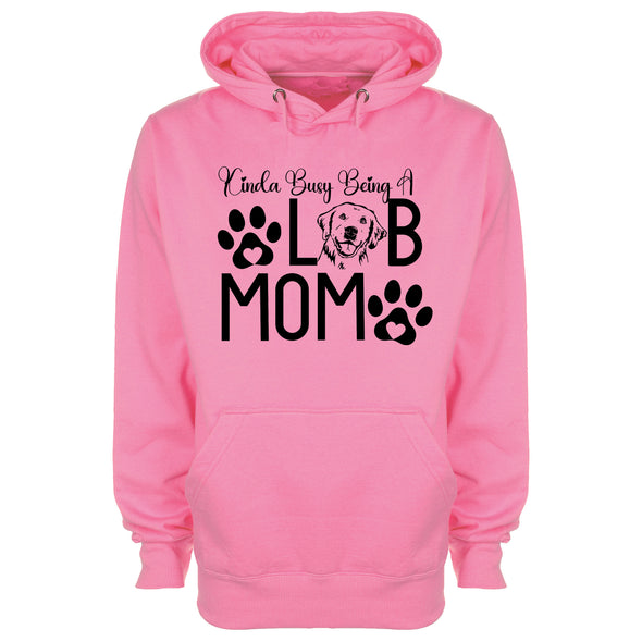 Busy Being A Lab Mama Pink Printed Hoodie