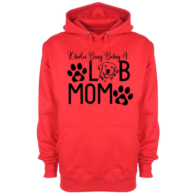 Busy Being A Lab Mama Red Printed Hoodie