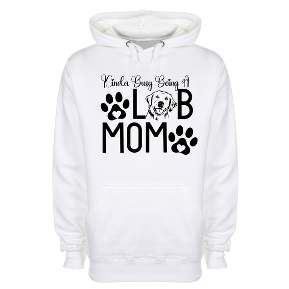 Busy Being A Lab Mama White Printed Hoodie