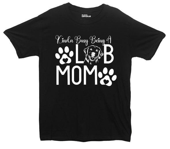 Busy Being a Lab Mom Black Printed T-Shirt