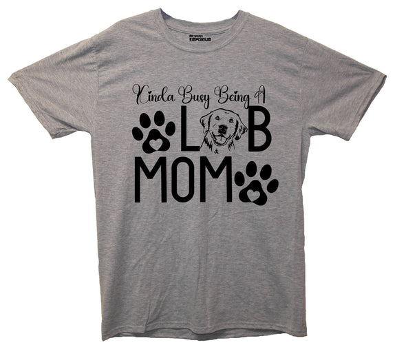 Busy Being a Lab Mom Grey Printed T-Shirt