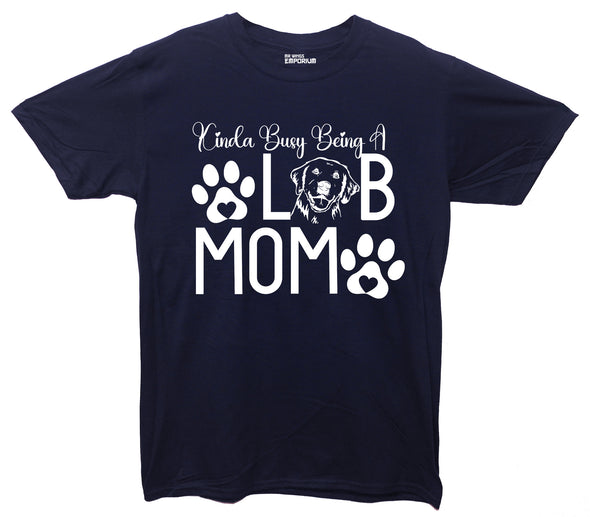 Busy Being a Lab Mom Navy Printed T-Shirt