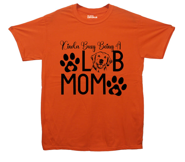 Busy Being a Lab Mom Orange Printed T-Shirt