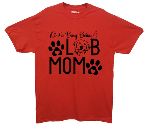 Busy Being a Lab Mom Red Printed T-Shirt