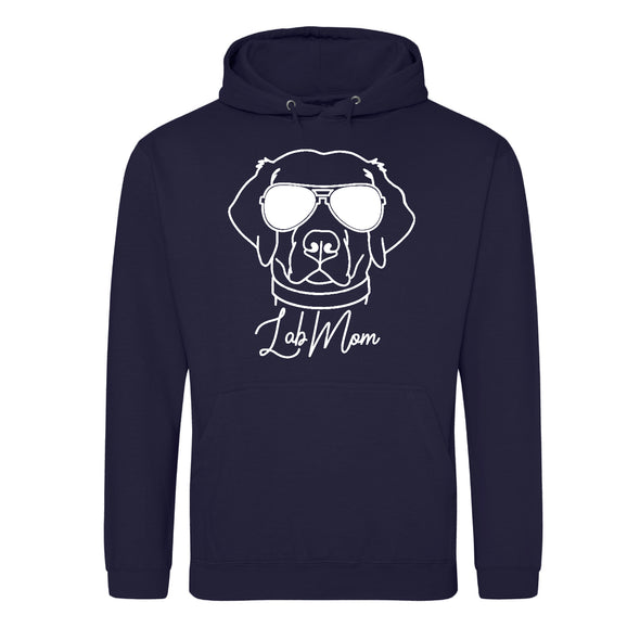 Labrador In Shades Lab Mom Navy Printed Hoodie
