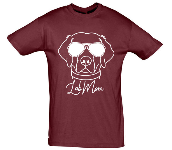 Labrador In Shades Lab Mom Burgundy Printed T-Shirt