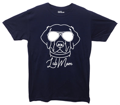 Labrador In Shades Lab Mom Navy Printed T-Shirt