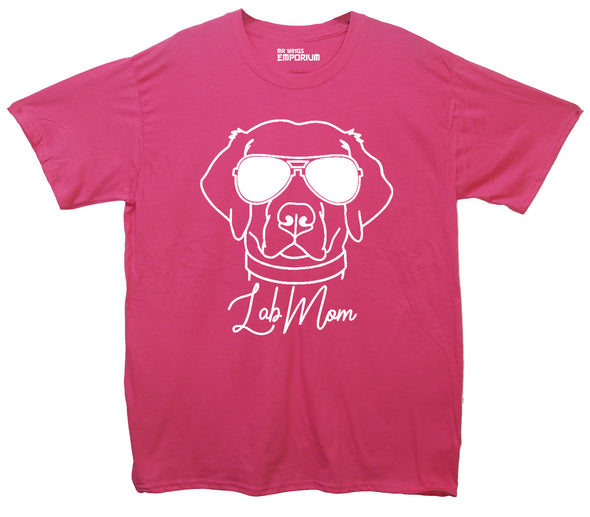 Labrador In Shades Lab Mom Pink Printed T-Shirt