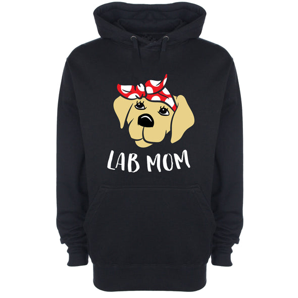 Cute Lab Mom Black Printed Hoodie