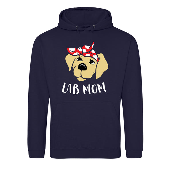 Cute Lab Mom Navy Printed Hoodie