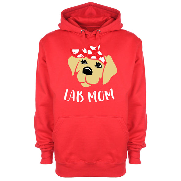 Cute Lab Mom Red Printed Hoodie