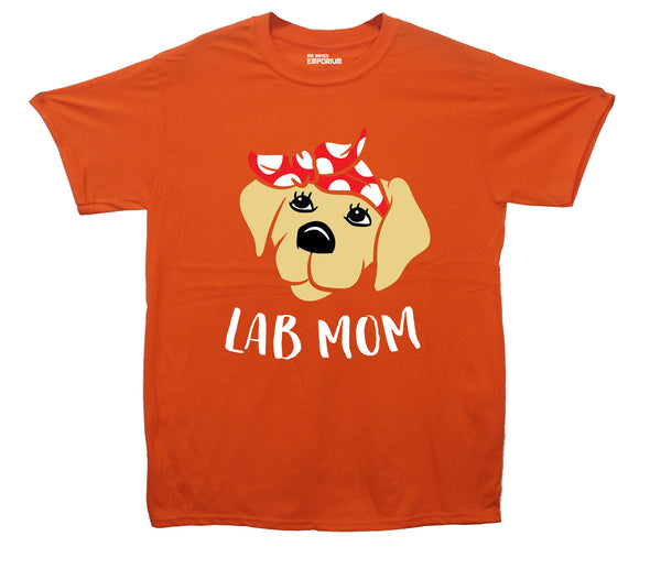 Cute Lab Mom Orange Printed T-Shirt