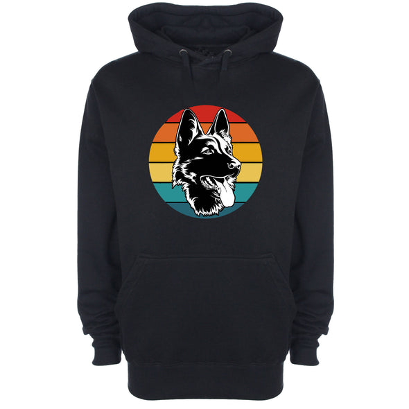 Colourful German Shepherd Black Printed Hoodie