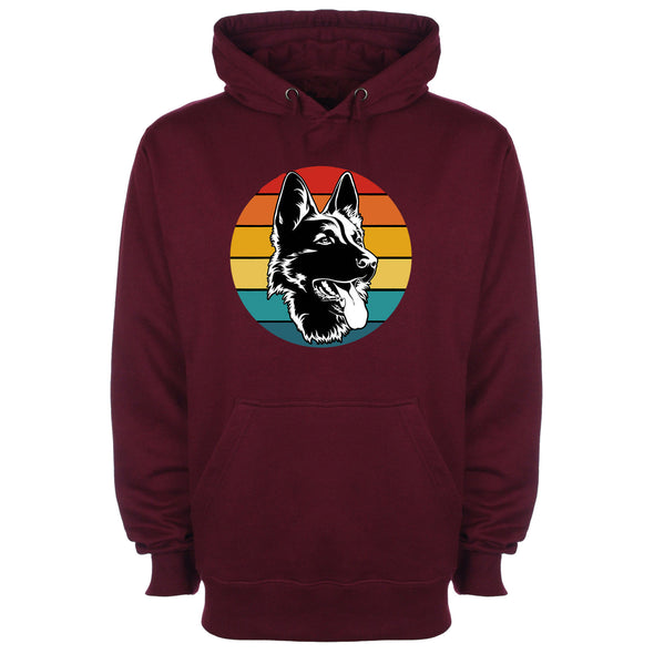Colourful German Shepherd Burgundy Printed Hoodie