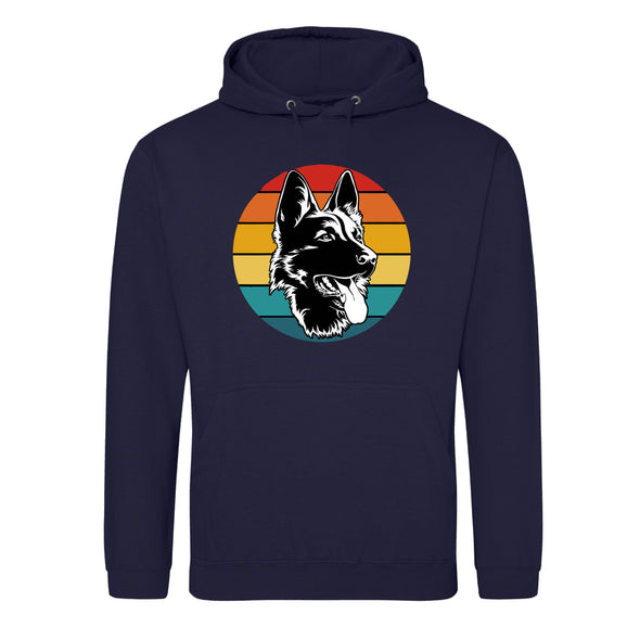 Colourful German Shepherd Navy Printed Hoodie