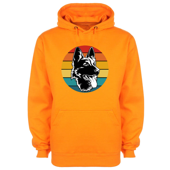 Colourful German Shepherd Orange Printed Hoodie