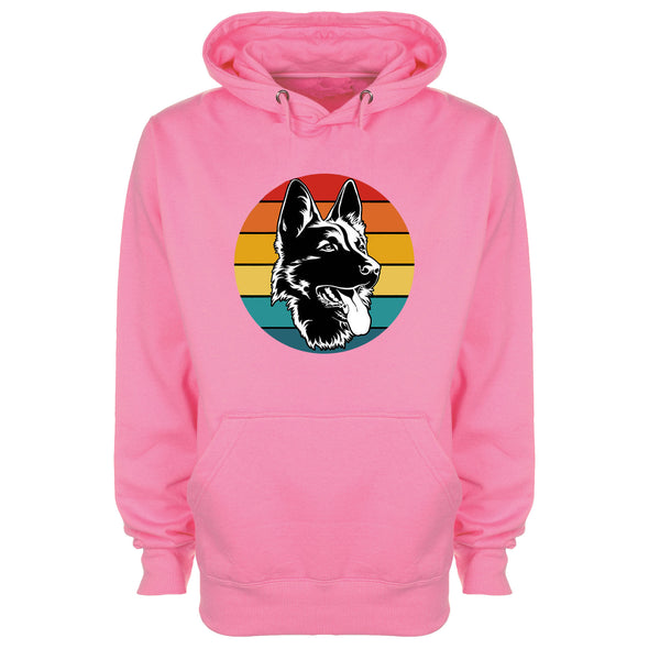Colourful German Shepherd Pink Printed Hoodie