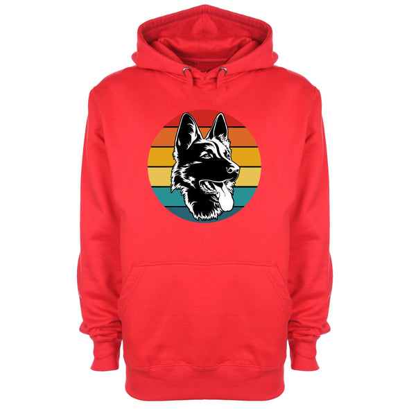 Colourful German Shepherd Red Printed Hoodie