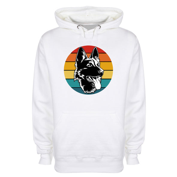 Colourful German Shepherd White Printed Hoodie