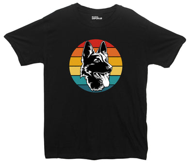 Colourful German Shepherd Black Printed T-Shirt