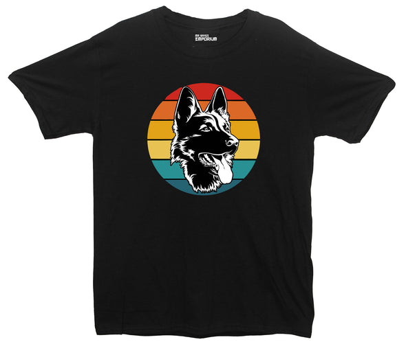 Colourful German Shepherd Black Printed T-Shirt