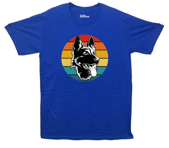 Colourful German Shepherd Blue Printed T-Shirt